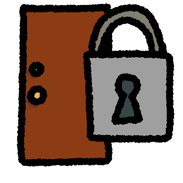 a brown door with a gold handle and lock with a silver padlock in front of it